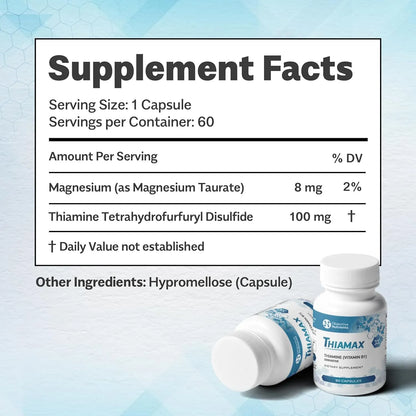 Thiamax Capsulas Vitamina B1 Tiamina Ttfd 100 Mg 60 Unidades Absorcion Superior Sin Rellenos