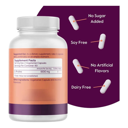 Bestvite L Proline 500mg 120 Capsulas Vegano Sin Gluten Colageno