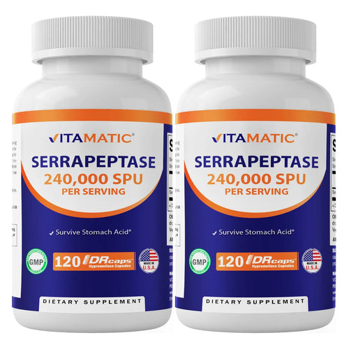 Serrapeptase 240000 SPU 120 Cápsulas Liberación Prolongada Sin Gluten