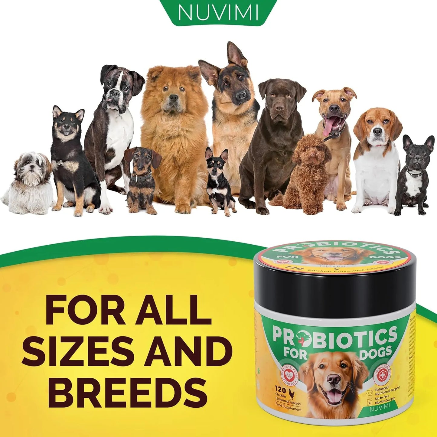 Tabletas Probióticas Y Prebióticas Para Perros Sabor Pollo Salud Intestinal