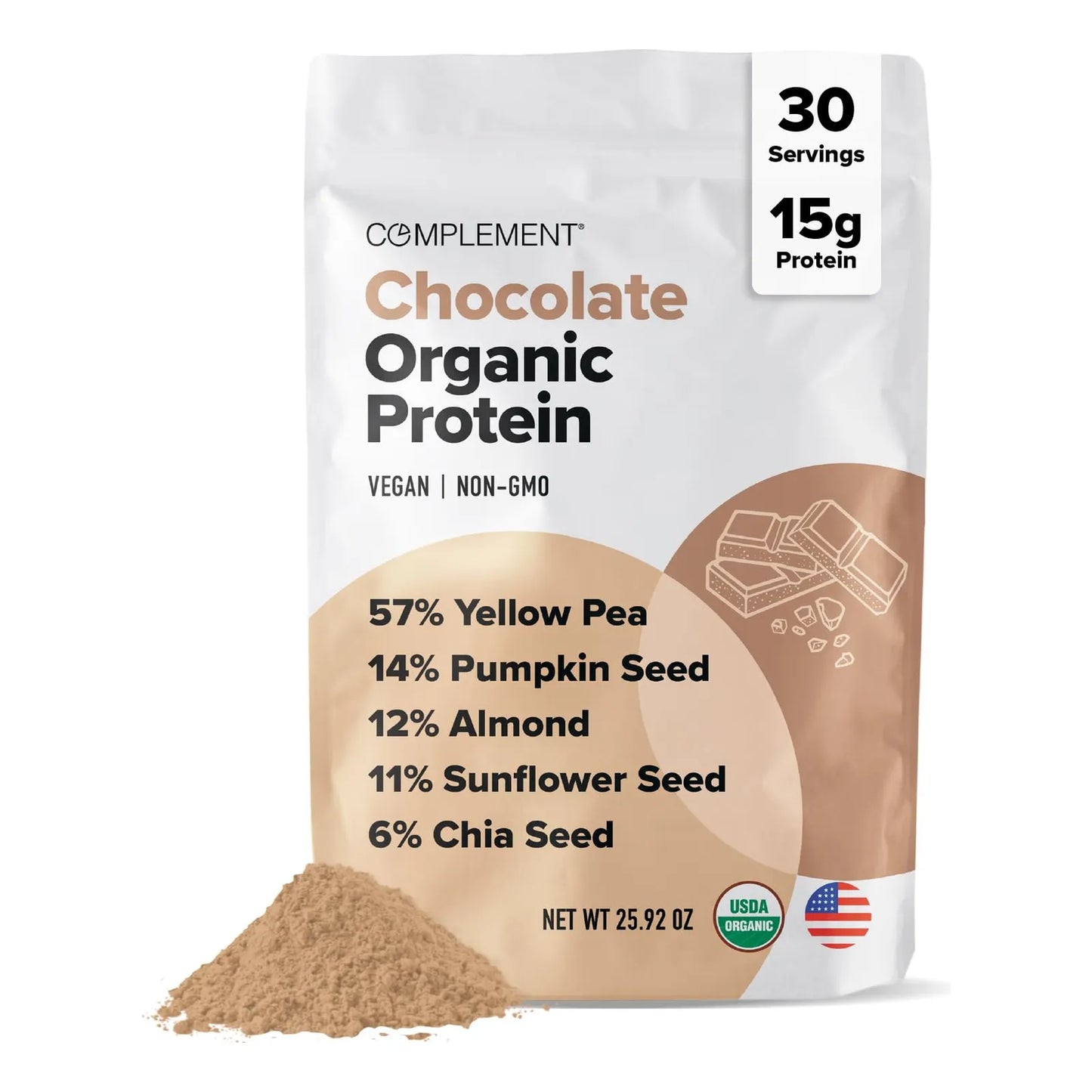 Proteína Vegana En Polvo Sabor Chocolate Orgánica Baja En Azúcar Y Calorías