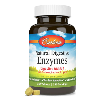 Enzimas Digestivas Naturales 250 Tabletas Soporte Digestivo Absorcion Nutrientes