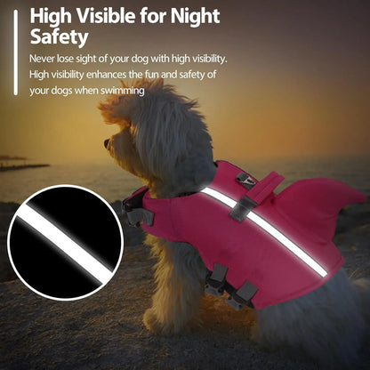 Chaleco Salvavidas Para Perros Con Rayas Reflectantes Diseño Tiburón Flotabilidad Superior