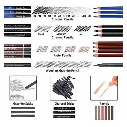 Kit De Lapices De Dibujo Profesional 52 Piezas Estruche Shuttle Art