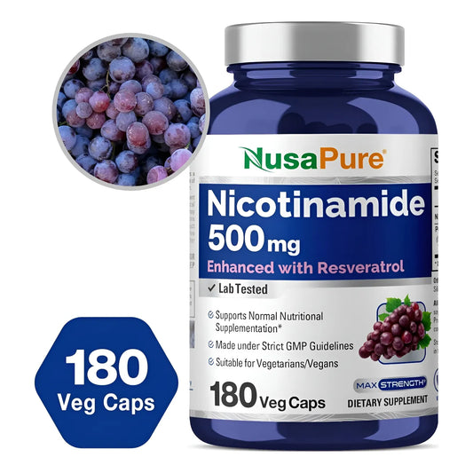 Suplemento Nussuplemento Nusapure Nicotinamide 500mg Con Resveratrol 180 Cápsulas Veganas Salud Piel Energíaapure Nicotinamid - Imagen 1