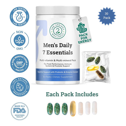 Paquete De 7 Vitaminas Y Minerales Esenciales Para Hombres Energia Y Vitalidad