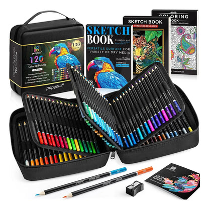 Set Completo De Arte Popyola 136 Lápices Colores Estuche Accesorios