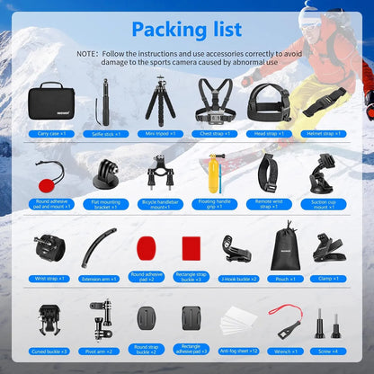 Kit Accesorios Cámara Deportiva Universal 50 En 1 Para GoPro DJI Y Más