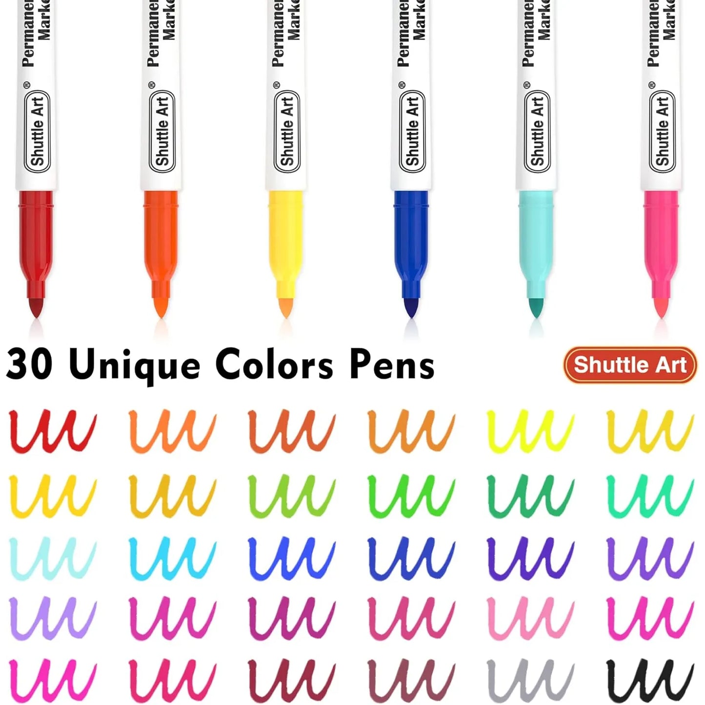 Marcadores Permanentes Shuttle Art 30 Colores Punta Fina Para Todo Tipo De Superficies