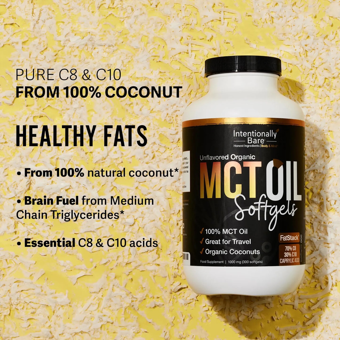Cápsulas Aceite Mct Orgánico 70 C8 30 C10 Sabor Neutral Energía Enfoque Keto
