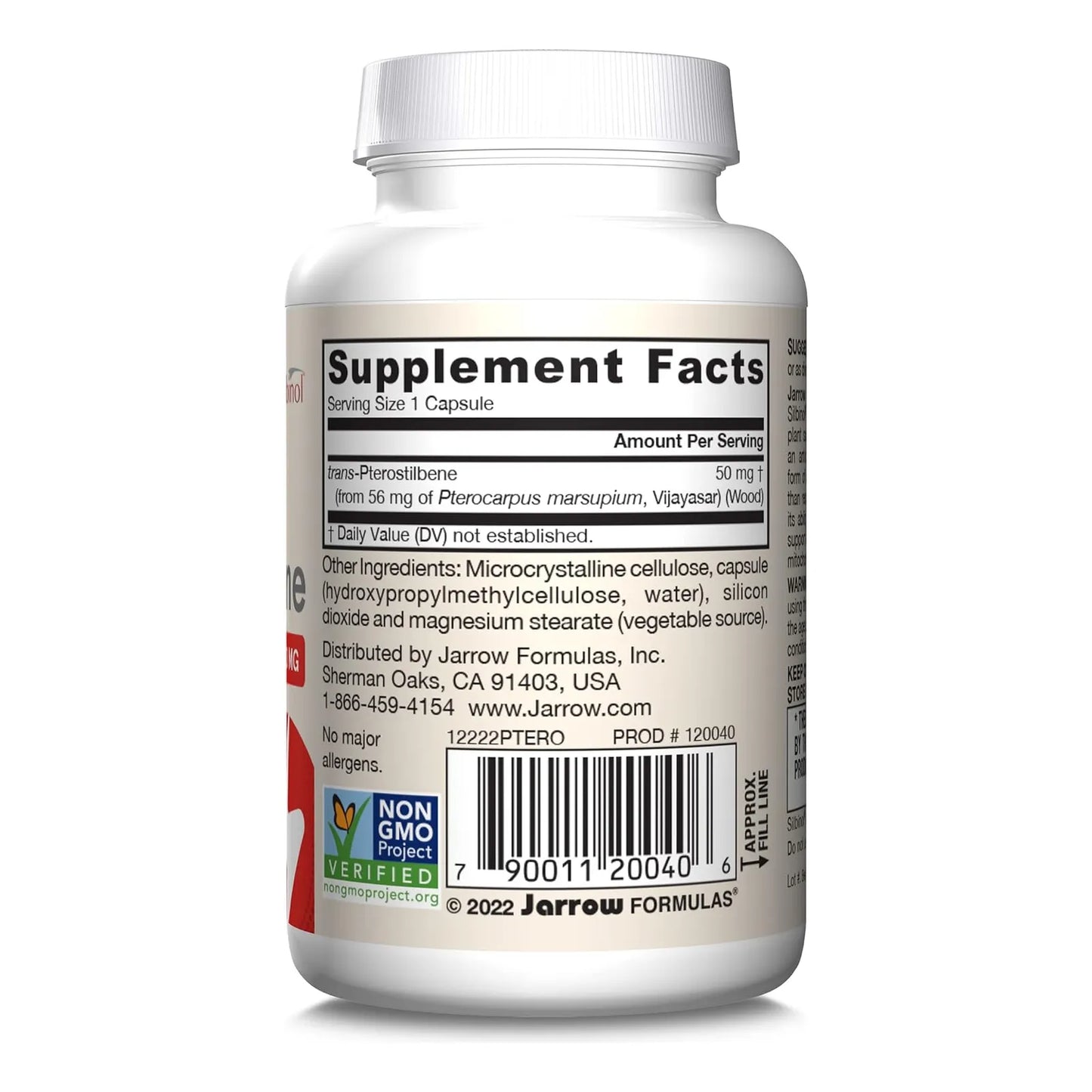 Pterostilbeno 50 Mg Jarrow Formulas Antioxidante Salud Cardiovascular 60 Capsulas
