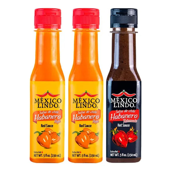 Paquete Variado Salsa Caliente Mexico Lindo 2 Habanero 1 Xxxtra Hot