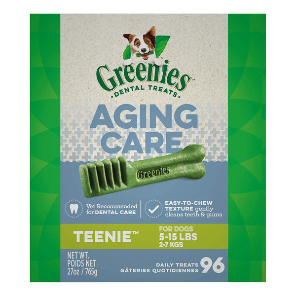 GREENIES Aging Care TEENIE Golosinas Naturales Para Cuidado Dental De Perros Pequeños 96 Unidades