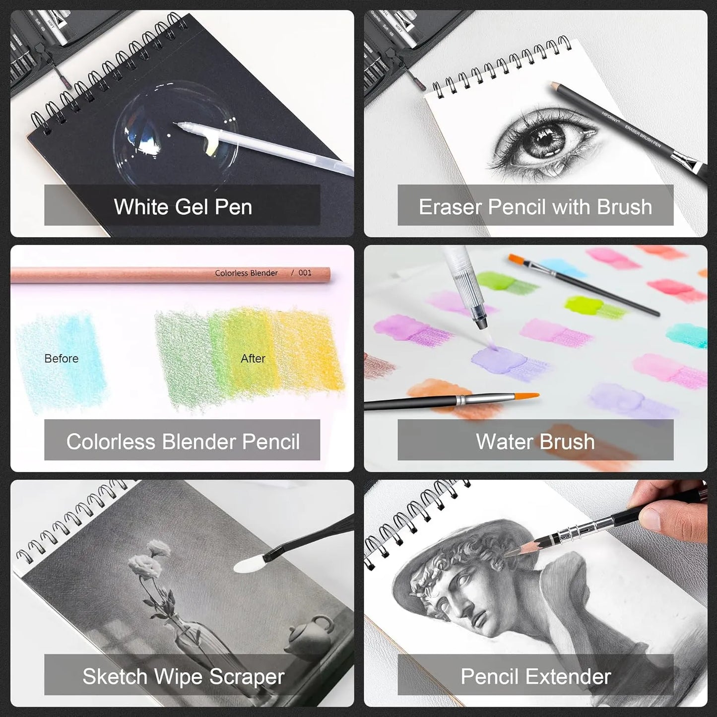 Juego De Dibujo Y Bocetos 136 Piezas Suministros De Arte Profesional HIFORNY