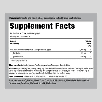 Colageno Tipo II Esternon De Pollo 3000 Mg 120 Capsulas Con Acido Hialuronico