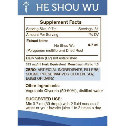 Tintura He Shou Wu Extracto Puro Sin Alcohol 60ml Potencia Máxima
