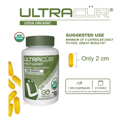 Curcumina Orgánica Certificada USDA Con Tecnología UltraCur Absorción Superior