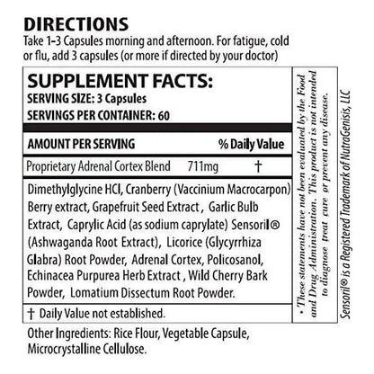 Adrenal DMG 180 Cápsulas Energía Diurna Sueño Reparador Reduce Estrés
