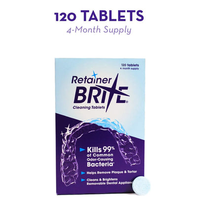 Retainer Brite Tabletas Limpiadoras Retenedoras 120 Unidades Limpieza Profunda