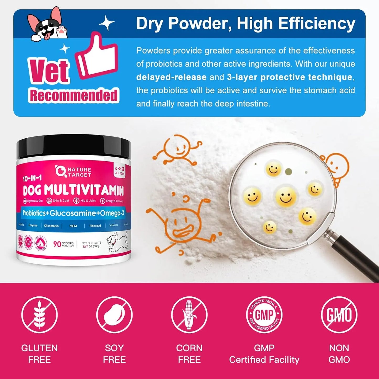 Vitaminas En Polvo Para Perros Probióticos Enzimas Digestivas Salud Articulaciones Piel