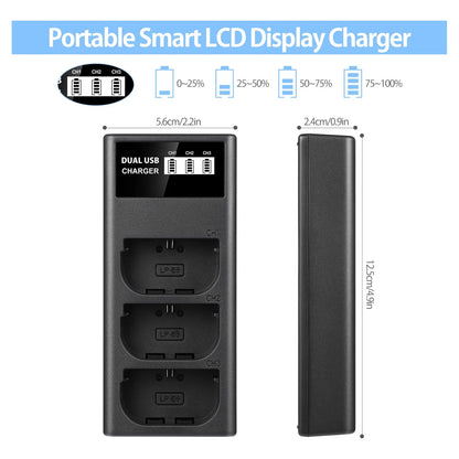 Cargador Usb Lcd Triple Ranura Para Camaras Canon Eos 5d Seguro Y Rapido