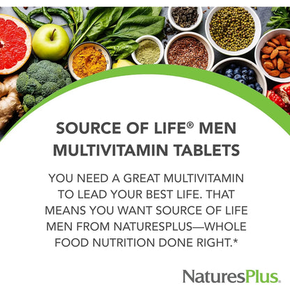 Multivitaminico Masculino Natures Plus Source Of Life 60 Tabletas Energia Natural