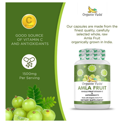 Cápsulas De Amla Orgánico 1500 Mg 300 Unidades Vitamina C Antioxidantes Vegano