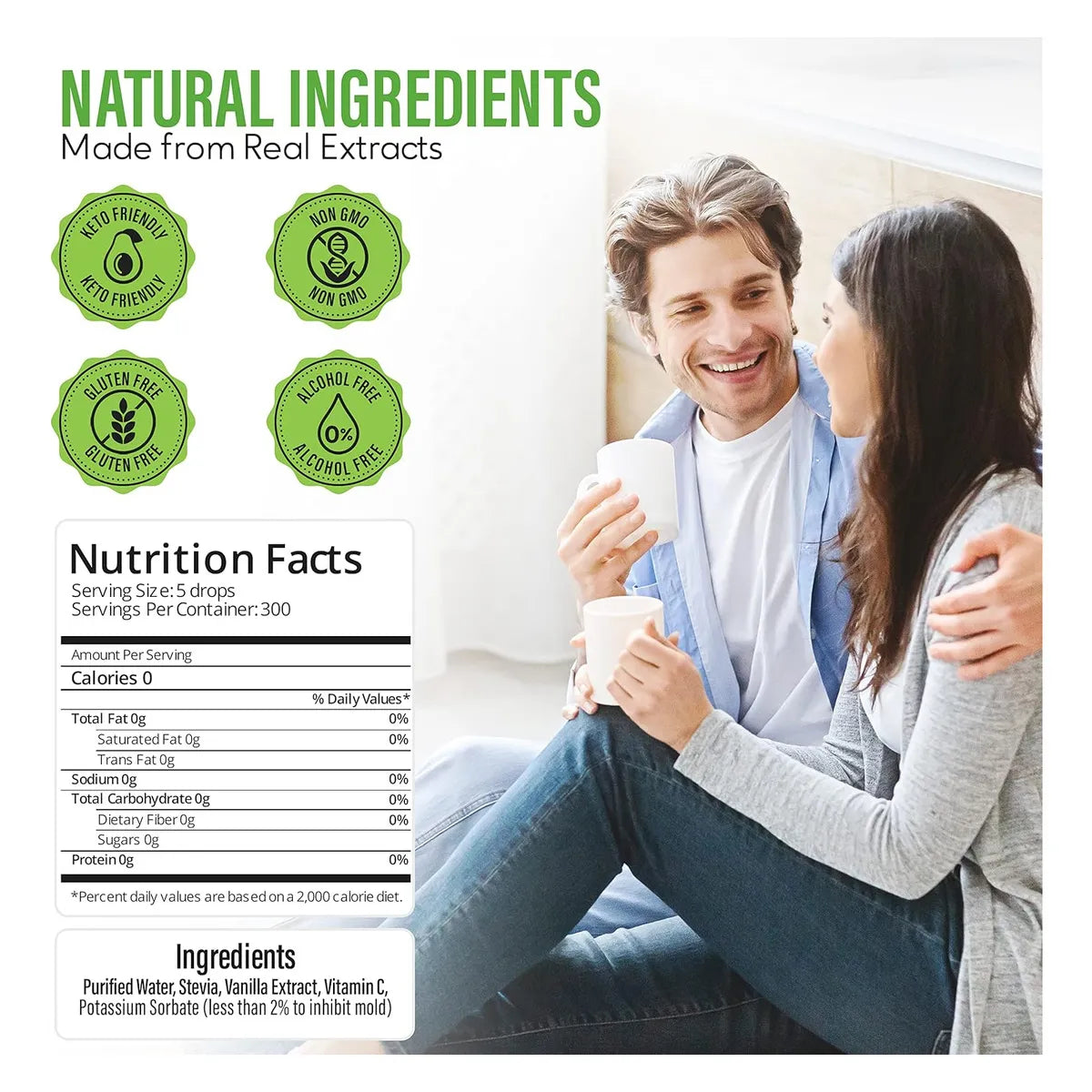 Gotas De Stevia Liquida Con Vainilla Edulcorante Cero Calorias Sabor Natural