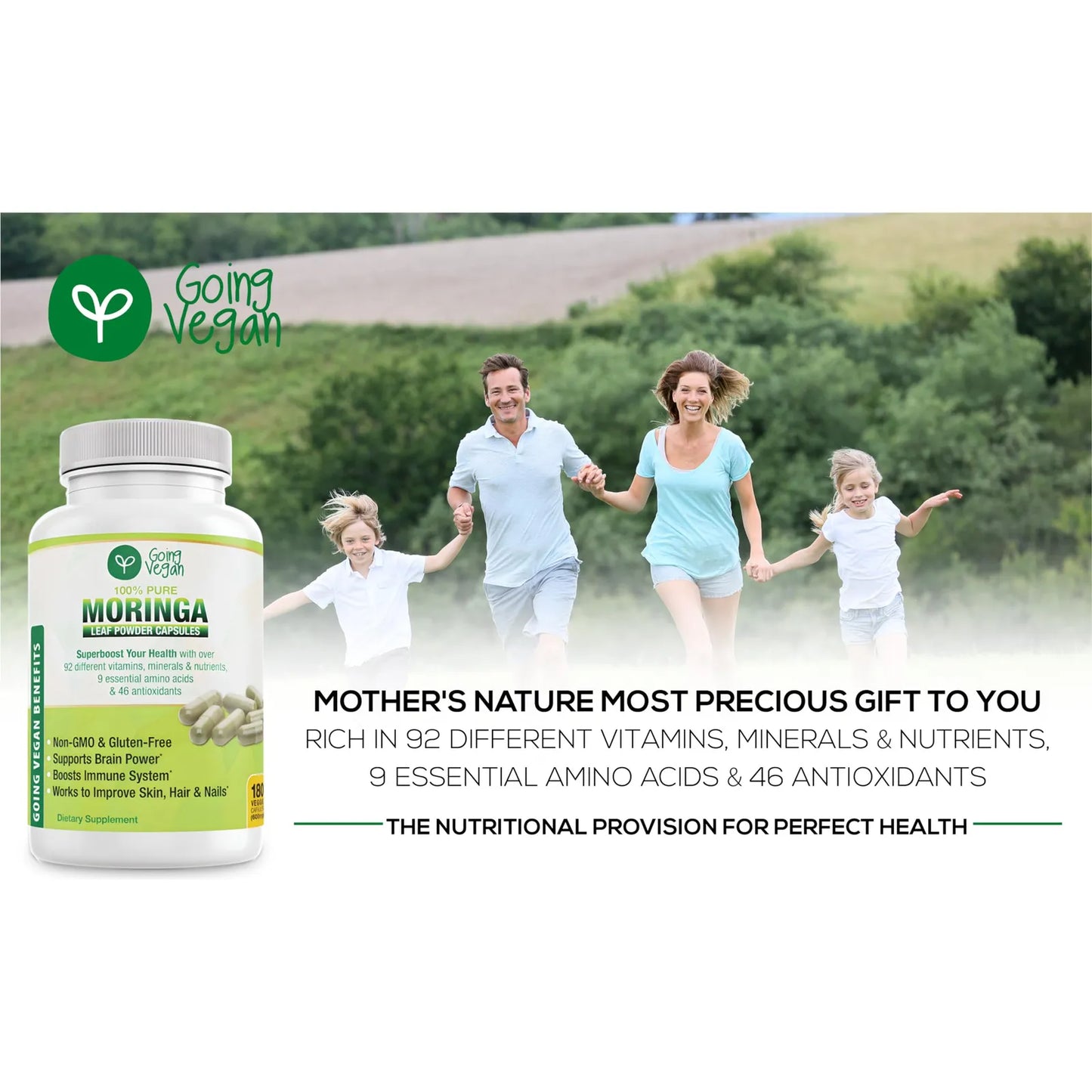 Cápsulas De Moringa 180 Unidades 1200 Mg Refuerzo Inmunológico Y Energía