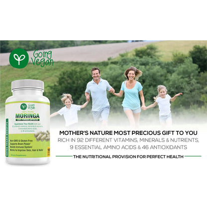 Cápsulas De Moringa 180 Unidades 1200 Mg Refuerzo Inmunológico Y Energía