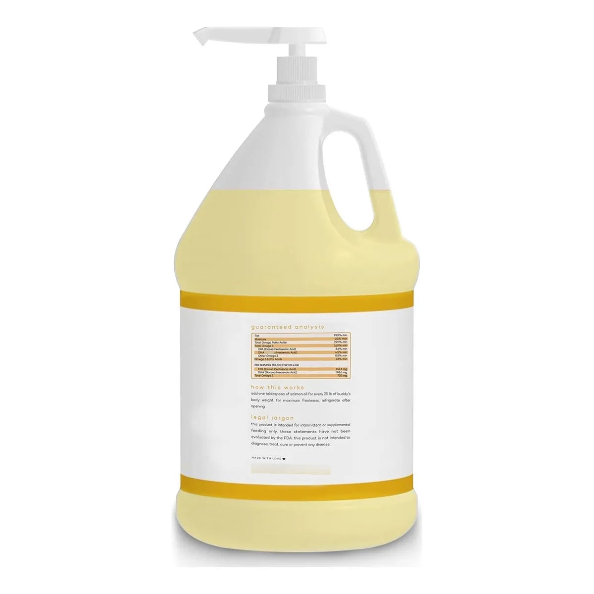 Aceite De Salmón Para Perros Buddys Best 1 Galón Con Bomba Omega 3 Noruego