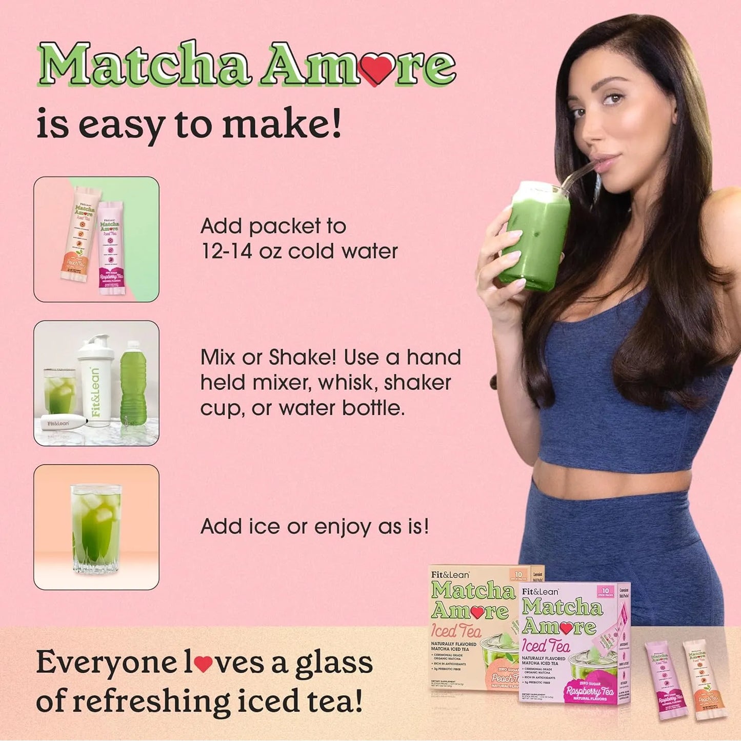 Té Helado Orgánico Matcha Fruit Flavor Con Fibra Prebiótica Energía Natural Y Digestión Saludable