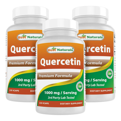 Quercetina 1000 Mg 120 Capsulas Vegetales Best Naturals Paquete Triple