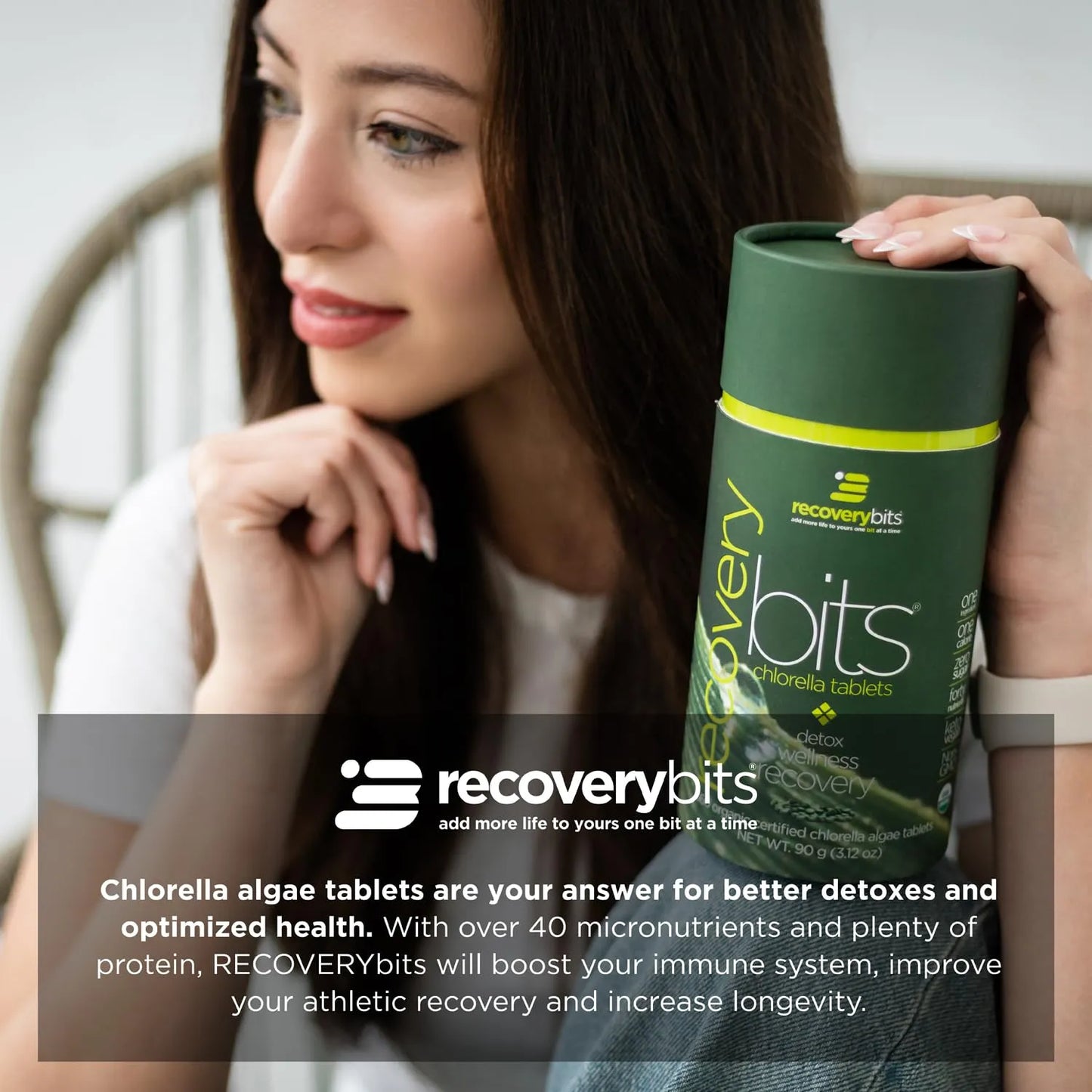 Tabletas Orgánicas De Clorella RECOVERYbits Superalimento Verde Para Inmunidad Y Energía