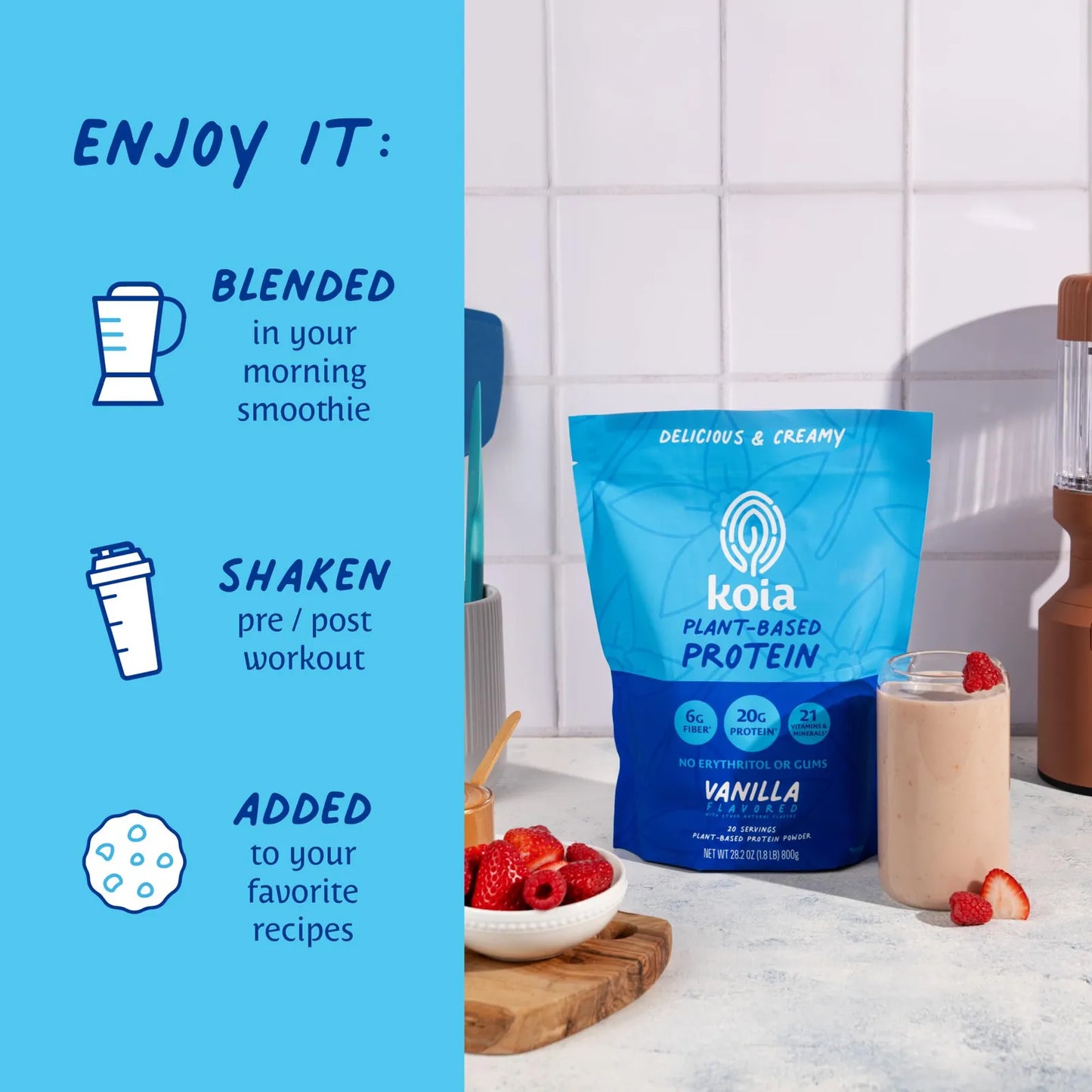Proteína En Polvo Vegana Sabor Vainilla 20g Prot Sin Azúcares Añadidos