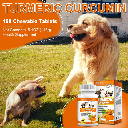 Curcumina De Cúrcuma Para Perros Soporte Articulaciones Y Corazón 180 Tabletas
