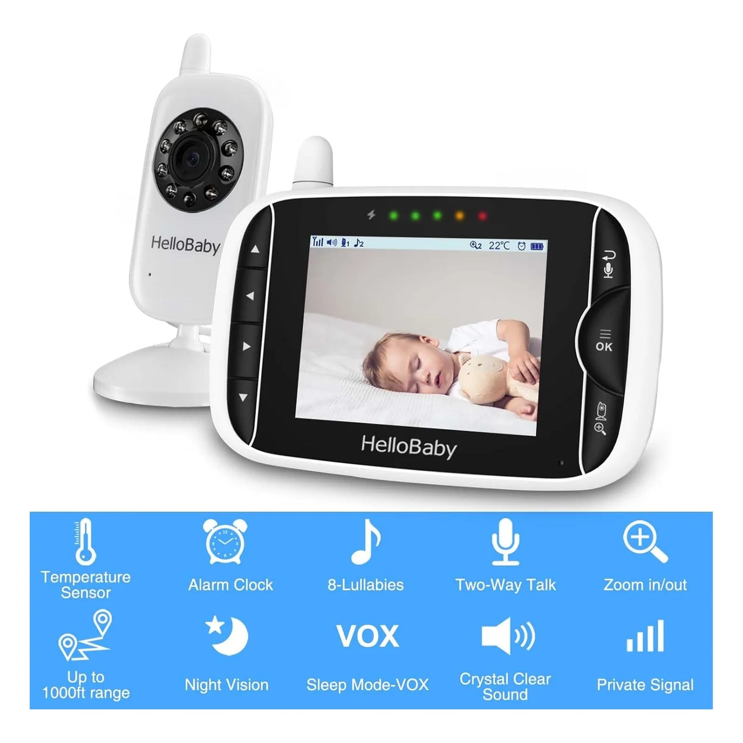 Monitor Video Bebes Hellobaby Hb32 Camara Audio Vision Nocturna