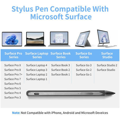 Lápiz Óptico Para Microsoft Surface Pro 11 10 9 8 7 6 5 4 3 Con Carga Rápida USB C Y 4096 Niveles De Presión