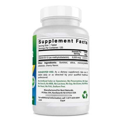 Vitamina B12 Metilcobalamina 6000 Mcg 120 Comprimidos Sublinguales Energia Y Memoria