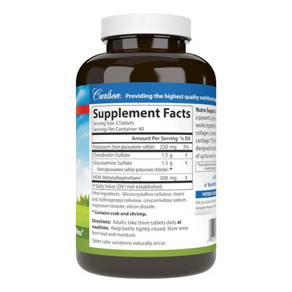 Nutra Support Glucosamina Condroitina MSM 120 Tabletas Soporte Articular Premium