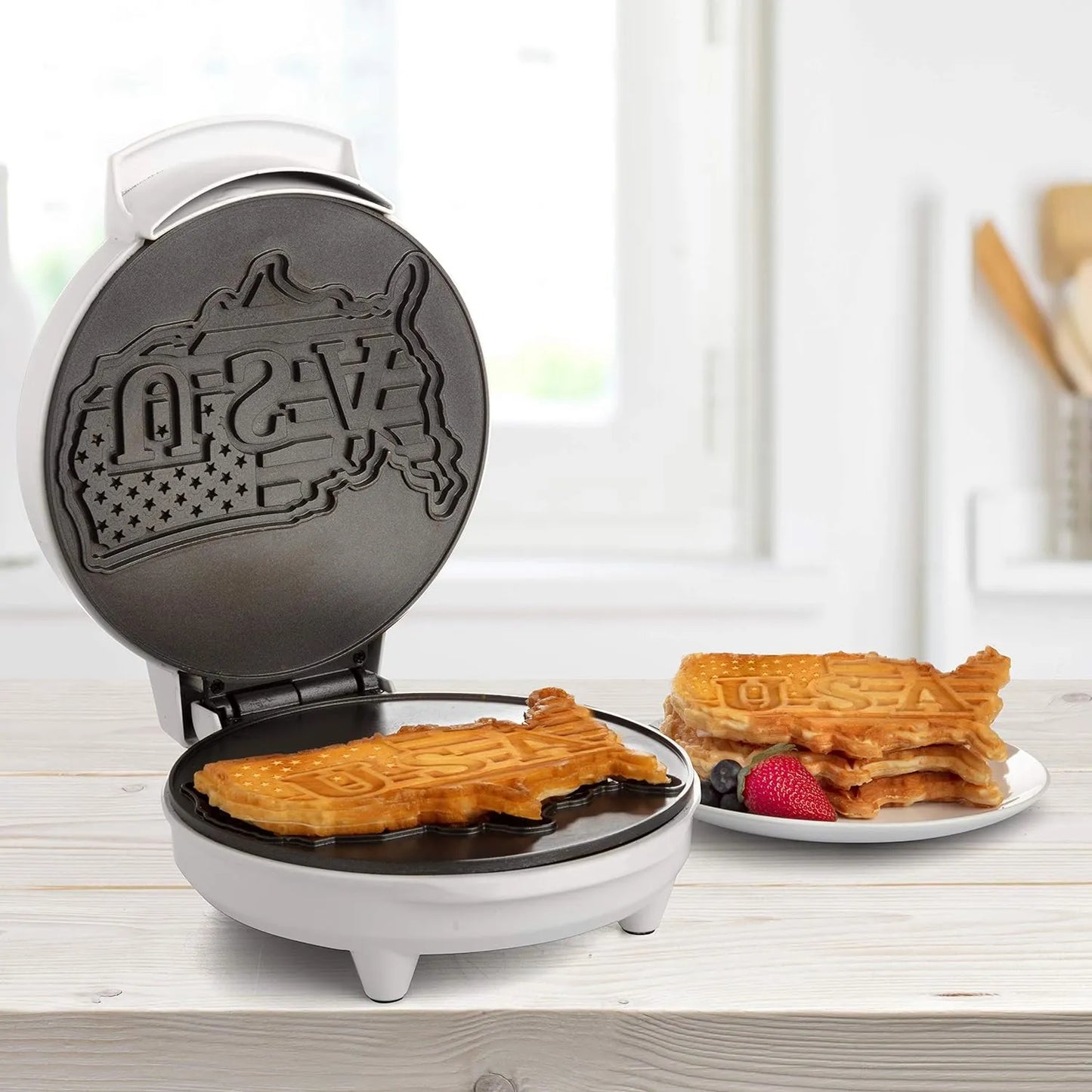 Maquina Waffles Figura Estados Unidos Desayuno Divertido Ideal Fiestas Patrias