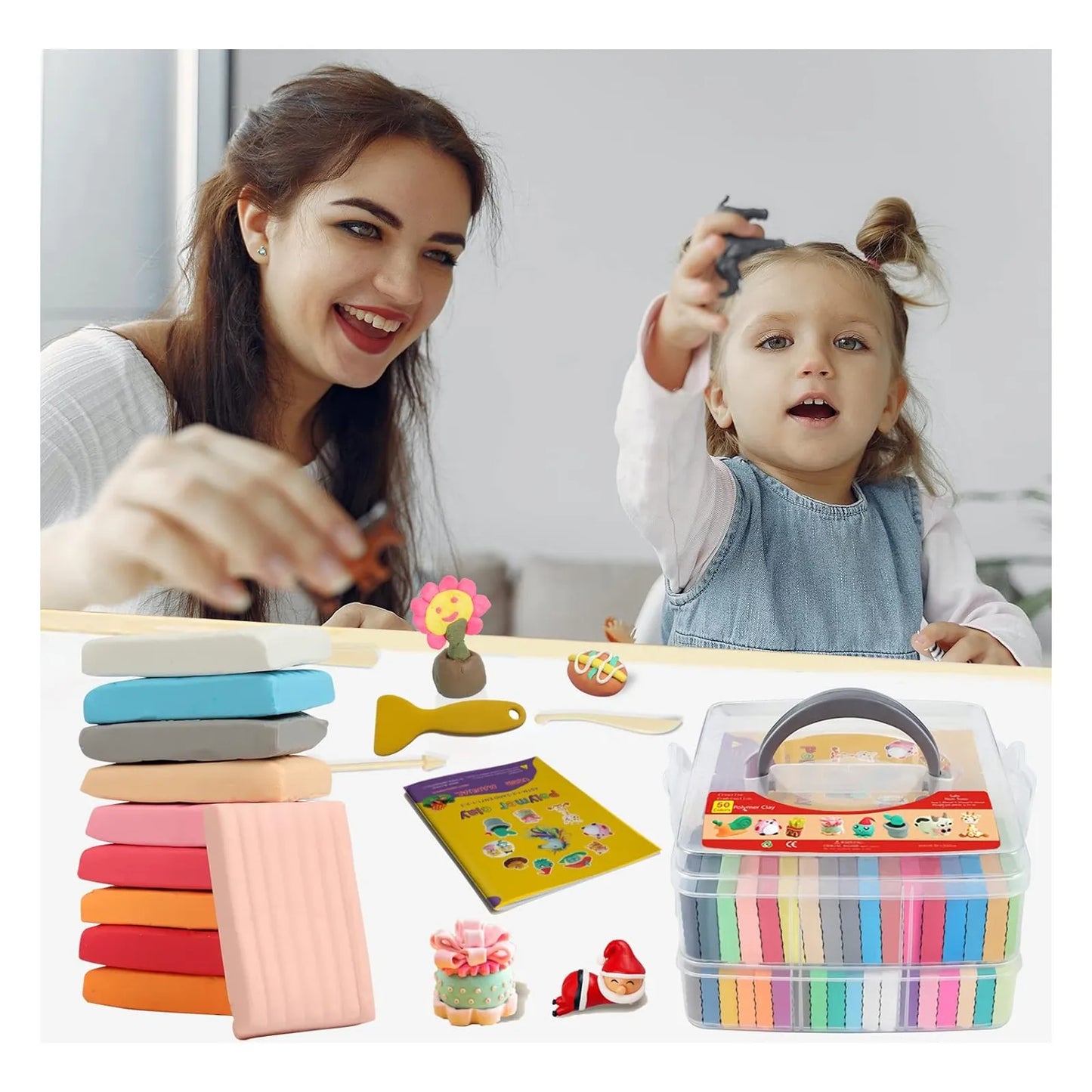 Kit Arcilla Polimerica 50 Colores Con Herramientas Ideal Para Niños Y Artistas