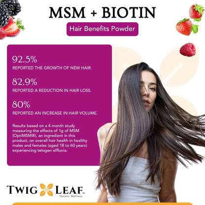 Polvo MSM + Biotina Para Crecimiento Del Cabello Sabor Bayas Silvestres