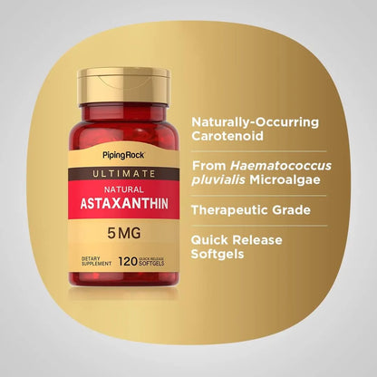 Astaxantina 5 Mg 120 Capsulas Blandas Antioxidante Natural Sin Gluten