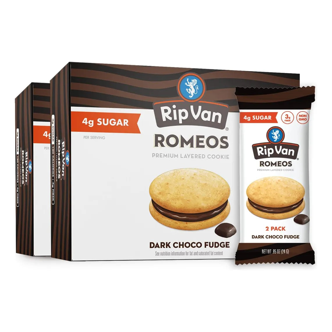 Rip Van Romeos Dark Fudge Sin Azúcar 2 Paquetes 9 Unidades Snack Keto