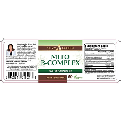 Complejo Mito B 5 Mthf Adeno B12 Suzy Cohen Soporte Metilación Energía