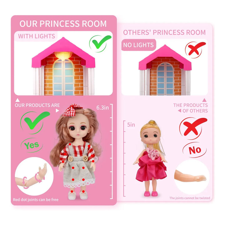 Casa De Muñecas Con Luz Y Tapete De Juego Para Niñas - Imagen 2