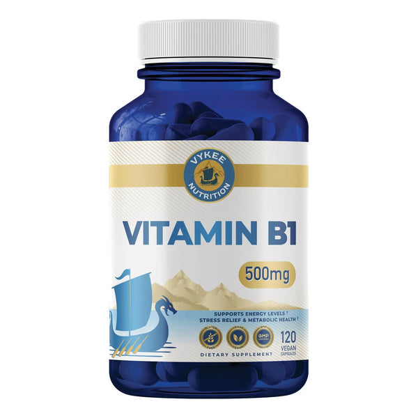 Vitamina B1 Mononitrato De Tiamina 500 Mg Energía Enfoque y Salud Nerviosa 120 Cápsulas