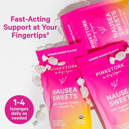 Caramelos Orgánicos De Mango Y Jengibre Con Vitamina B6 Pink Stork Alivia Náuseas Embarazo