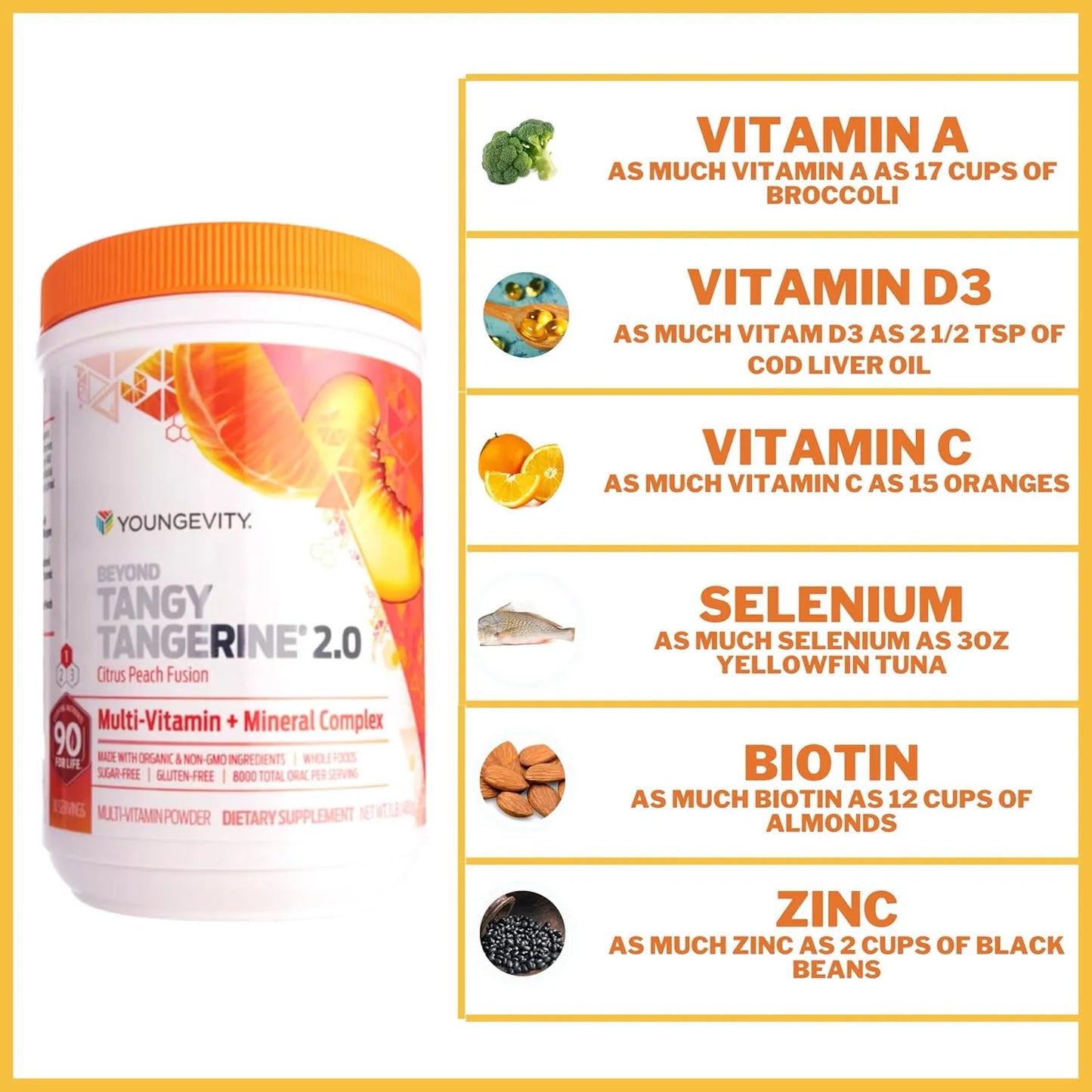 Complejo Multivitaminico Mineral Sabor Durazno Citrico 8000 Con Antioxidantes